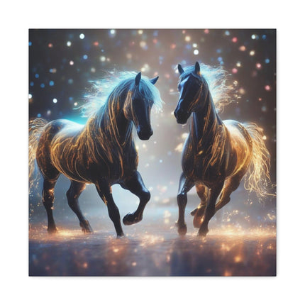 Shadowed Stallions: A Dance of Majesty - Matte Canvas, Stretched, 1.25"