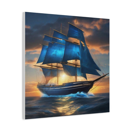 Sailing the Azure Horizon: A Brigantine's Journey - Matte Canvas, Stretched, 1.25"