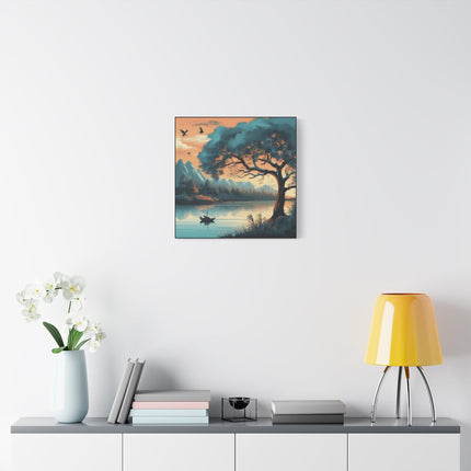 Step into 'Tranquil Serenity: A Riverside Reflection - Matte Canvas, Stretched, 1.25"