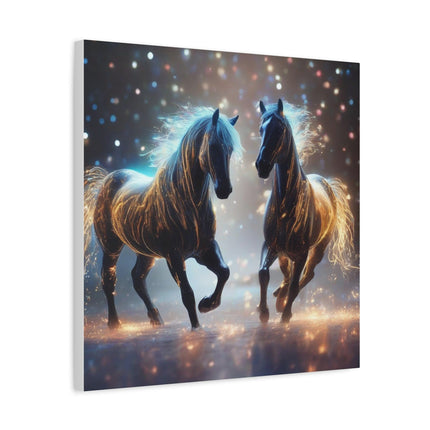 Shadowed Stallions: A Dance of Majesty - Matte Canvas, Stretched, 1.25"