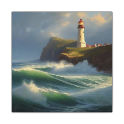 "Guiding Light Amidst the Storm: A Beacon of Hope" - Matte Canvas, Stretched, 1.25"