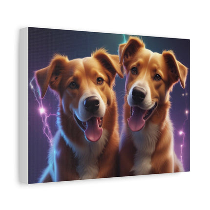 Joyful Canine Companions: A Portrait of Happiness - Matte Canvas, Stretched, 1.25"