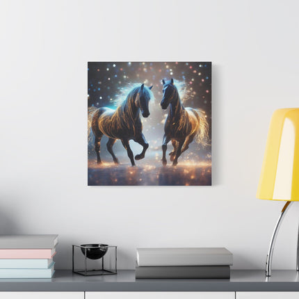 Shadowed Stallions: A Dance of Majesty - Matte Canvas, Stretched, 1.25"