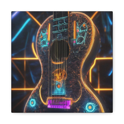 Neon Strings: The Cybernetic Symphony - Matte Canvas, Stretched, 1.25"