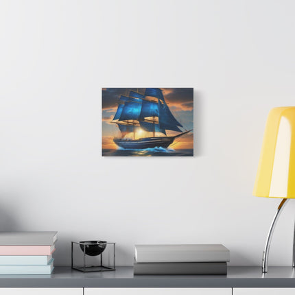 Sailing the Azure Horizon: A Brigantine's Journey - Matte Canvas, Stretched, 1.25"