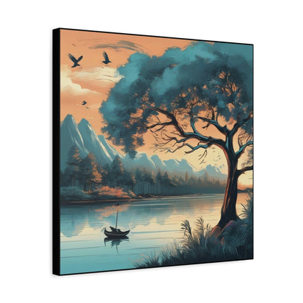 Step into 'Tranquil Serenity: A Riverside Reflection - Matte Canvas, Stretched, 1.25"