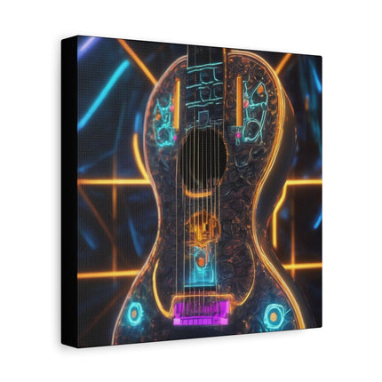 Neon Strings: The Cybernetic Symphony - Matte Canvas, Stretched, 1.25"